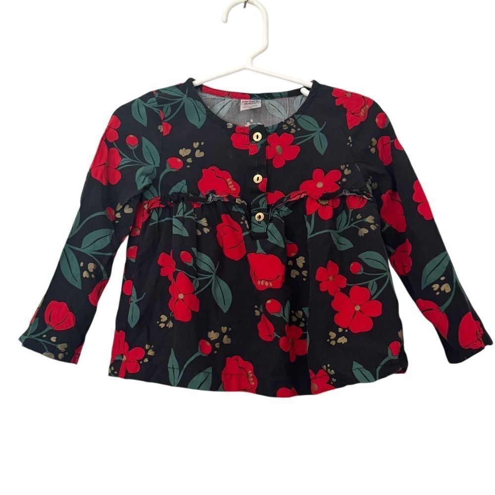 Carter's Black and Red Floral Blouse